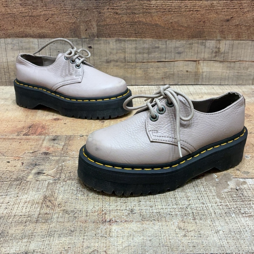 Dr. Martens 31167 Shoes Womens Size 5 36 Beige Leather Platform Oxford Lace Up